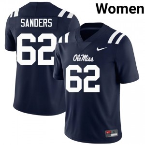 Mississippi Rebels Brycen Sanders #62 Navy Jersey | Essential Stitched NCAA Football Women Apparel 92991242