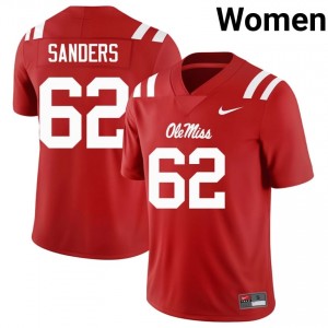 Red Brycen Sanders #62 Ole Miss Rebels Jersey | Women High School Football Moisture Wicking Stitched 60827844