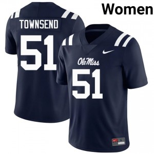 Delano Townsend #51 Mississippi Rebels Jersey | Pro-Grade Navy College Football Women Stitched 12369672