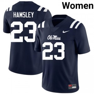 #23 George Hamsley Mississippi Rebels Navy Jersey | Classic Stitched Women Player Football Gear 86287876
