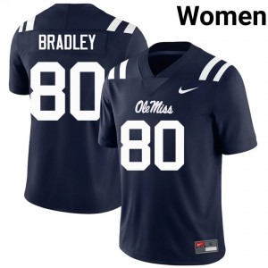 Navy Hayden Bradley #80 Mississippi Rebels Jersey | Women High School Football Limited Stitched 59784872