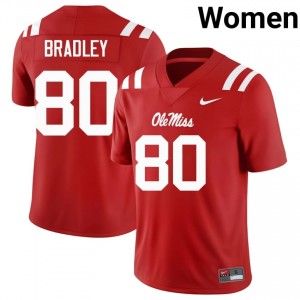 Hayden Bradley #80 Ole Miss Rebels Jersey | Gameday Red College Football Women Stitched 92715358