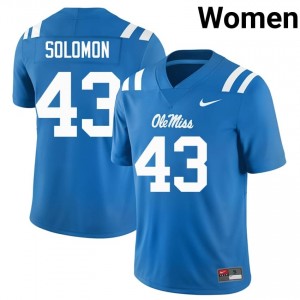 #43 Isreal Solomon Rebels Powder Blue Jersey | Authentic Embroidery Women Player Football Gear 10599425