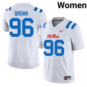#96 Jamarious Brown Ole Miss White Jersey | Elite Swen Women Player Football Gear 87012044