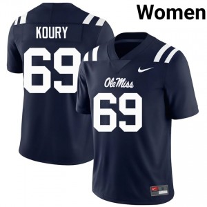 Joe Koury #69 Mississippi Rebels Jersey | Pro-Grade Navy College Football Women Stitched 32144861