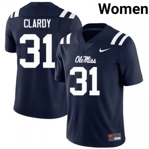 Navy Ladarian Clardy #31 Mississippi Rebels Jersey | Women High School Football Limited Stitched 73384748