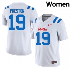 #19 MJ Preston Ole Miss White Jersey | Elite Swen Women Player Football Gear 62470336