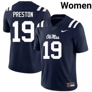 Top-Tier MJ Preston #19 Mississippi Rebels Navy Jersey | Women University Football Stitched Fan Gear 57389020