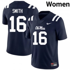 Maealiuaki Smith #16 Mississippi Rebels Jersey | Pro-Grade Navy College Football Women Stitched 12307544