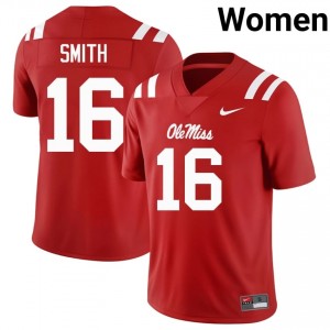 #16 Maealiuaki Smith Ole Miss Rebels Red Jersey | Alumni Stitched Women Player Football Gear 10257303