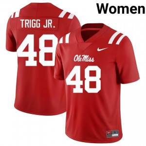 Mark Trigg Jr. #48 Miss Rebels Jersey | Gameday Red College Football Women Stitched 71536948