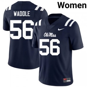 Top-Tier Mason Waddle #56 Ole Miss Navy Jersey | Women University Football Stitched Fan Gear 87873164