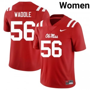 Miss Rebels Mason Waddle #56 Red Jersey | Genuine Stitched NCAA Football Women Apparel 66908896