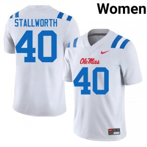 White Micah Stallworth #40 Ole Miss Jersey | Women High School Football Fresh Swen 69915359
