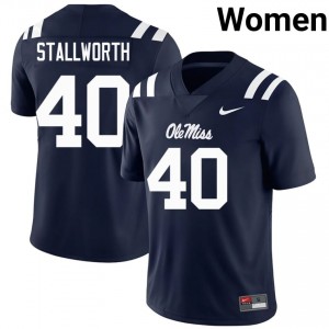 Micah Stallworth #40 Mississippi Rebels Jersey | Pro-Grade Navy College Football Women Stitched 76043430