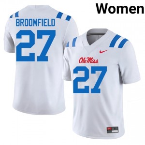 White Pat Broomfield #27 Ole Miss Jersey | Women High School Football Fresh Swen 54644485
