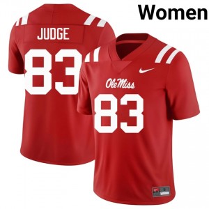 Miss Rebels Sean Judge #83 Red Jersey | Genuine Stitched NCAA Football Women Apparel 24693639