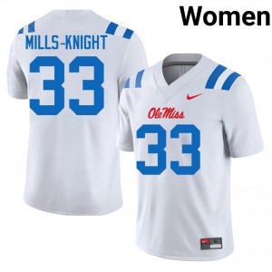 Shekai Mills-Knight #33 Ole Miss Jersey | Exclusive White College Football Women Swen 24966321
