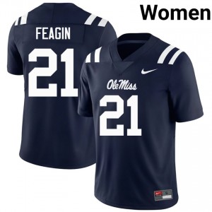 Navy Tavoy Feagin #21 Mississippi Rebels Jersey | Women High School Football Limited Stitched 42745611