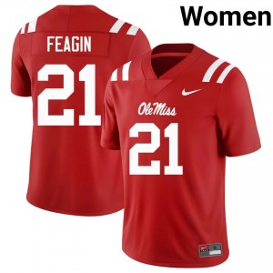 Tavoy Feagin #21 Ole Miss Rebels Jersey | Gameday Red College Football Women Stitched 42322272