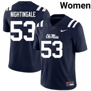Navy Trey Nightingale #53 Mississippi Rebels Jersey | Women High School Football Limited Stitched 27176540