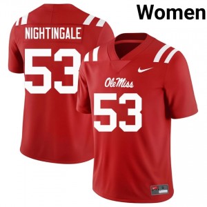 Trey Nightingale #53 Ole Miss Rebels Jersey | Gameday Red College Football Women Stitched 90672355