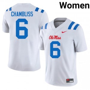 White Trinidad Chambliss #6 UM Rebels Jersey | Women High School Football Fresh Swen 38356653