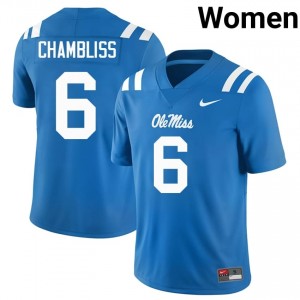 Officially Licensed Trinidad Chambliss #6 Ole Miss Rebels Powder Blue Jersey | Women University Football Embroidery Fan Gear 87075913