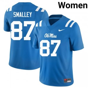 #87 Wyatt Smalley Ole Miss Rebels Powder Blue Jersey | Authentic Embroidery Women Player Football Gear 11266770
