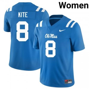 Ole Miss Rebels Antonio Kite #8 Powder Blue Jersey | Pro Cut Embroidery NCAA Football Women Apparel 83519245