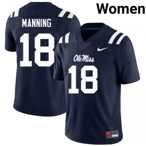 Mississippi Rebels Archie Manning #18 Navy Jersey | Essential Stitched NCAA Football Women Apparel 21983313