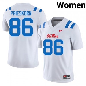 Ole Miss Brady Prieskorn #86 White Jersey | Premium Swen NCAA Football Women Apparel 29396115