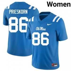 #86 Brady Prieskorn Rebels Powder Blue Jersey | Authentic Embroidery Women Player Football Gear 96572950
