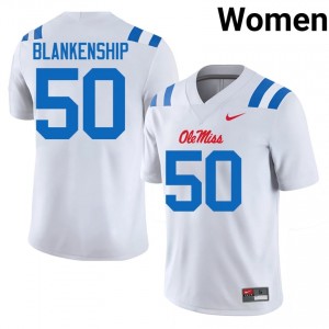 Caleb Blankenship #50 Ole Miss Jersey | Exclusive White College Football Women Swen 58797219