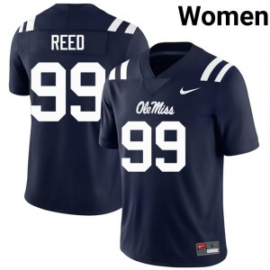 Mississippi Rebels Carmelow Reed #99 Navy Jersey | Essential Stitched NCAA Football Women Apparel 83462342