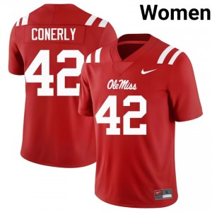 #42 Charlie Conerly Miss Rebels Red Jersey | Alumni Stitched Women Player Football Gear 31598817