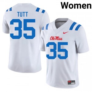 #35 Craig Tutt Ole Miss White Jersey | Elite Swen Women Player Football Gear 59780450