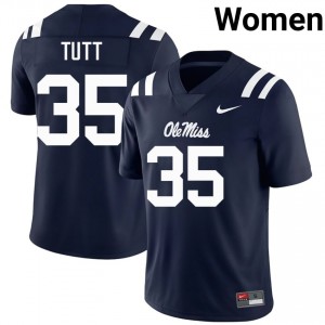 Top-Tier Craig Tutt #35 Mississippi Rebels Navy Jersey | Women University Football Stitched Fan Gear 33504295