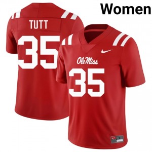 Ole Miss Rebels Craig Tutt #35 Red Jersey | Genuine Stitched NCAA Football Women Apparel 41904862