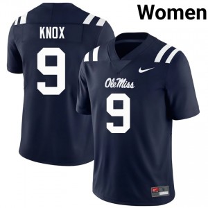 #9 Dawson Knox Mississippi Rebels Navy Jersey | Classic Stitched Women Player Football Gear 40790542