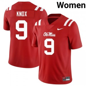 Elite Thread Dawson Knox #9 Ole Miss Rebels Red Jersey | Women University Football Stitched Fan Gear 97067750