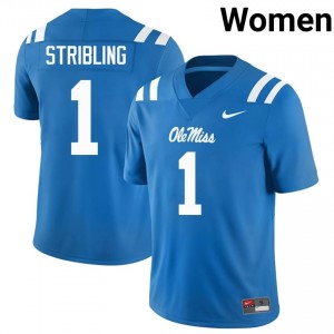 De'Zhaun Stribling #1 Ole Miss Rebels Jersey | Iconic Powder Blue College Football Women Embroidery 31911687