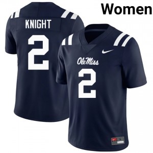 Mississippi Rebels Deuce Knight #2 Navy Jersey | Essential Stitched NCAA Football Women Apparel 51143876