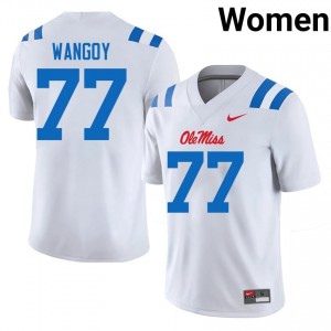 Enoch Wangoy #77 UM Rebels Jersey | Exclusive White College Football Women Swen 33680129