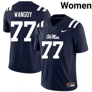 #77 Enoch Wangoy Ole Miss Navy Jersey | Classic Stitched Women Player Football Gear 74253923