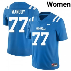 Ole Miss Rebels Enoch Wangoy #77 Powder Blue Jersey | Pro Cut Embroidery NCAA Football Women Apparel 35552722
