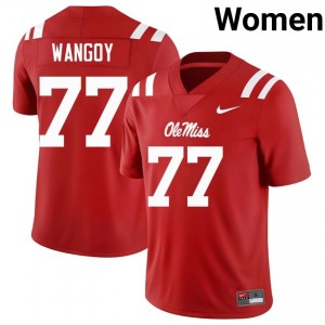 Elite Thread Enoch Wangoy #77 Miss Rebels Red Jersey | Women University Football Stitched Fan Gear 51852414