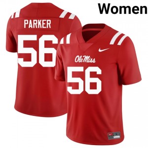 Red Hayden Parker #56 Ole Miss Rebels Jersey | Women High School Football Moisture Wicking Stitched 99313694