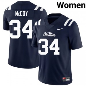 Iverson McCoy #34 Mississippi Rebels Jersey | Pro-Grade Navy College Football Women Stitched 60851693