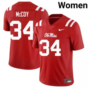 #34 Iverson McCoy Ole Miss Rebels Red Jersey | Alumni Stitched Women Player Football Gear 96506630